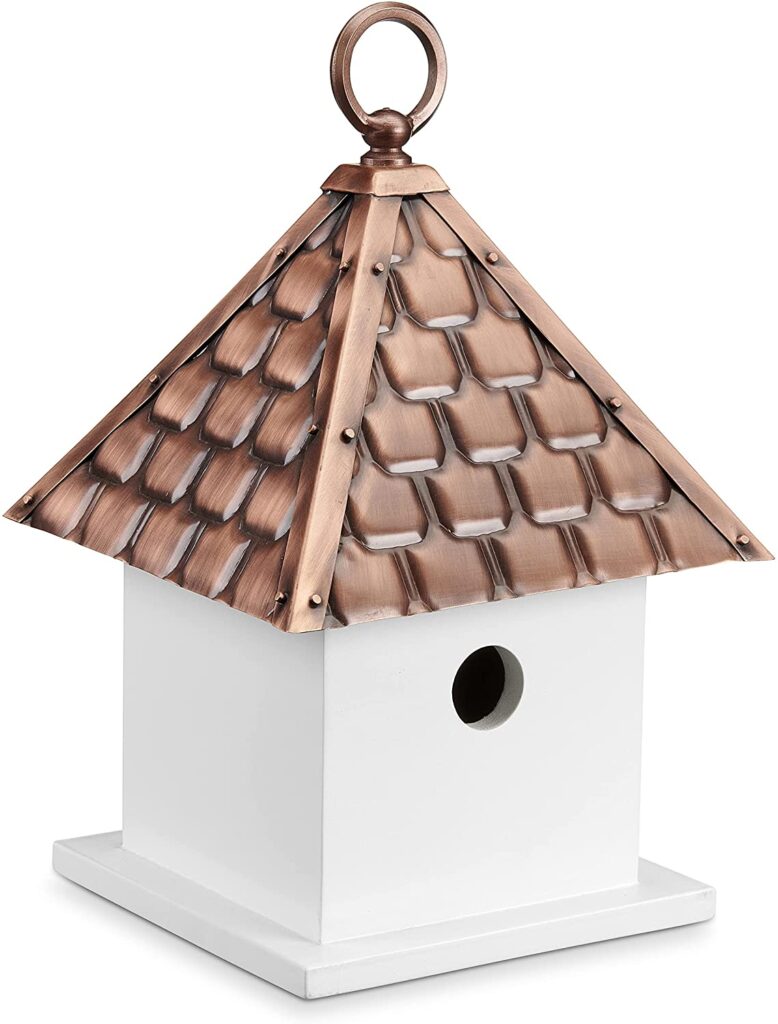 Copper roof birdhouse